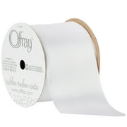 Offray Ribbon, White 2 1/4 inch Single Face Satin Polyester Ribbon, 9 feet