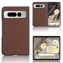 ELEHOLD Leather Case for Google Pixel Fold, Lychee Pattern Leather Back Cover Slim Lightweight Shockproof Phone Case for Google Pixel Fold 2023,Brown