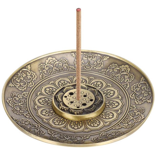 Quemador de incienso con forma de flor retro elegante, recolector de cenizas con soporte de incienso desmontable de 9 agujeros para salas de estar, templos, oficinas, hoteles, casas de té