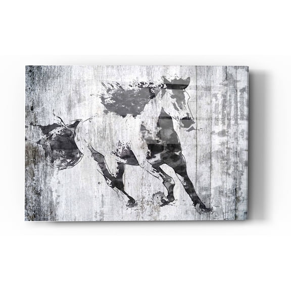 Epic Art 'Running Black Horse 1' by Irena Orlov, Acrylic Glass Wall Art, 24"x36"