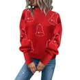 thumbnail image 1 of Chandail de Noël pour Femmes, Chandail en Molleton Chaud et Moelleux, Col Rond, Cardigan de Mode, Mignon, Imprimé Graphique, Tricoté, Doux, Fermeture Mi-Longue, 1 of 5