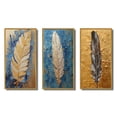 thumbnail image 2 of Designart "Exquisite Boho Glam Blue Feather Painting" Feathers Framed Wall Art Set Of 3 - Gold Modern Frame Gallery Set For Office Decor, 2 of 6