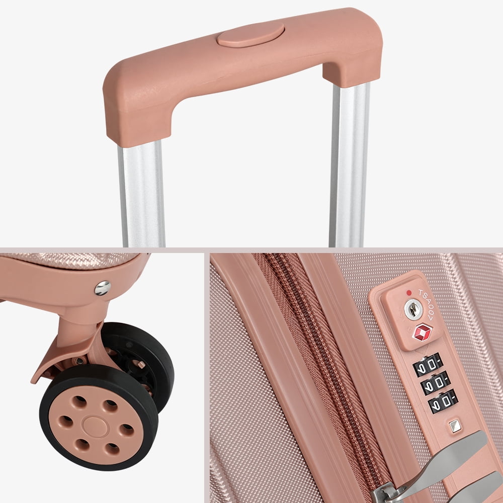 Luggage 3-Pieces Set ABS Durable Suitcase Rose Gold 20"24"28"
