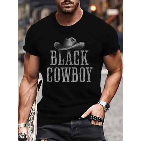 Velto Soft Cotton Men's Graphic T-Shirt | Black Cowboy Moisture-Wicking Tee with "BLAC All Size S-5XL