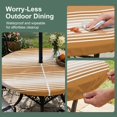 thumbnail image 5 of Round Outdoor Tablecloth with Umbrella Hole and Zipper, Burnt Orange Striped Tablecloth with Elastic Waterproof, Orange Ombre Farmhouse Stripes Patio Table Covers for 36" - 44" Picnic Pool Tables, 5 of 9