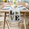 thumbnail image 2 of Table Runner Dresser Scarves 90 Inch Long, Abstract Stripe Black Dots Linen Dining Table Runners Cartoon Bee Love Quotes Tabletop Scarf for Wedding Holiday Party Kitchen, 2 of 7