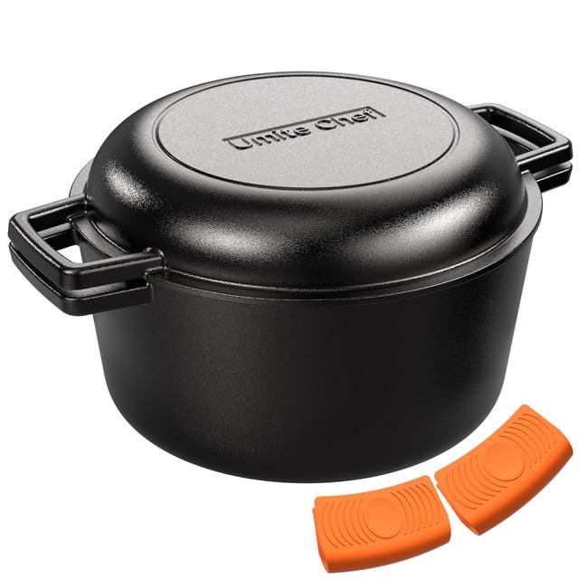Olla doble de hierro fundido para horno holandés de 7 cuartos de galón con tapa para sartén Umite Ch
