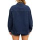 thumbnail image 3 of Chaqueta de mezclilla de manga larga y botones para mujer INSPIRE CHIC, oversized, con bolsillos, talla L, azul oscuro, 3 of 5