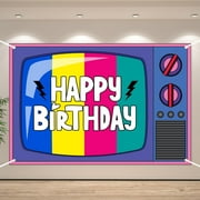 80's TV Shows Happy Birthday Banner Backdrop Retro 70s 80s 90s Party Iconic 80's TV Theme Background Decor for TV Fanatics Boys Girls Birthday Party Favors Decorations Supplies