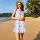 thumbnail image 3 of Fotbe Stripes and Sprigs of Lavender Vestido de Verano sin Mangas para Mujer – Vestido Midi Línea A, Estilo Camiseta Floral, Vestido Playero Casual y Fluido, 3 of 7