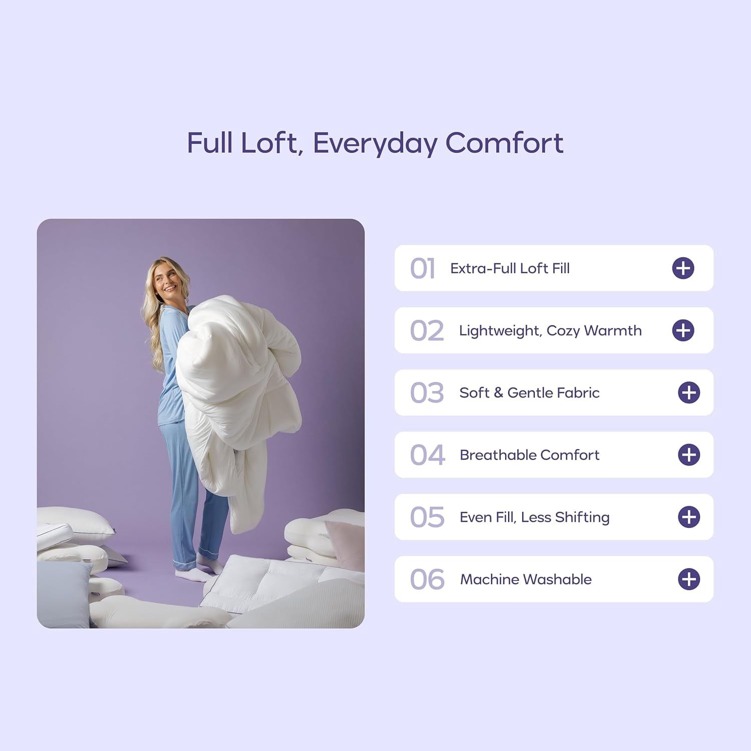 Mellow Marshmellow Comforter - Extra Fluffy Double-Stuffed Down Alternative Duvet Insert, All-Season Temperature-Balancing, Oeko-Tex Class I Fabric, Box-Stitch, Machine Washable