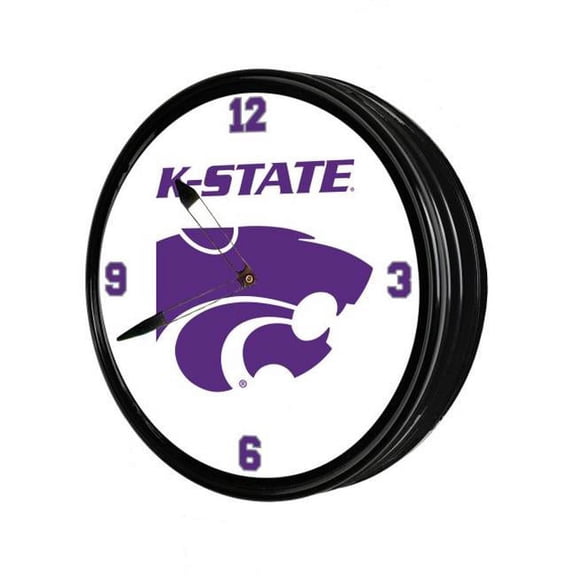 Grimm Industries KS-550-02 19 in. Illuminated Team Spirit Clock - KS-K State, Royal Purple & White
