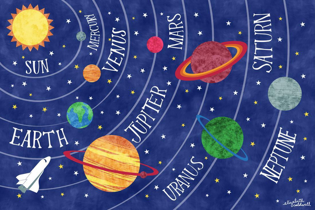 Space and Kids Solar System Educational Art Print