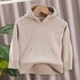 thumbnail image 2 of AWZXDE Childrens Sweater with Hood Solid Color Long Sleeve Pockets Thick Warm Knit for Autumn Winter Casual Wear and Outdoor Wear Beige，8-9 Years, 2 of 4