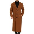 thumbnail image 1 of INSPIRE CHIC Men's Winter Pea Coat Notch Lapel Double Breasted Solid Color Overcoat XL Brown, 1 of 7