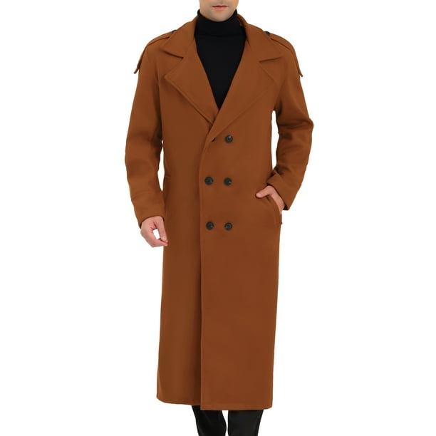 Abrigo de invierno para hombres Inspire Chic, abrigo de doble botonadura con solapa de muesca, color sólido, marrón