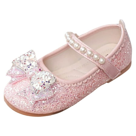 

ZENMELE Girls Sandals Bowknot Shoe Girls Sandals Fashion New Pattern Cute Bow Decoration Versatile Pearl Flat Bottom Comfortable Hook Loop Shoes Slide Sandal 9.5Y-10Y