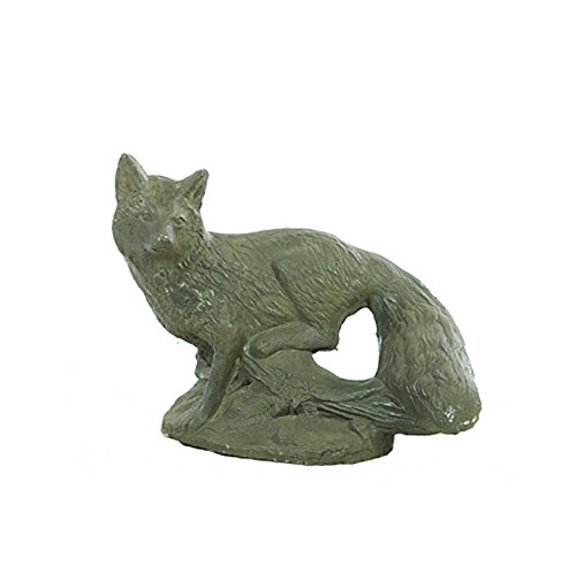 Solid Rock Stoneworks Fox on Limb Decorative Stone Statue 11in Tall Slate Color