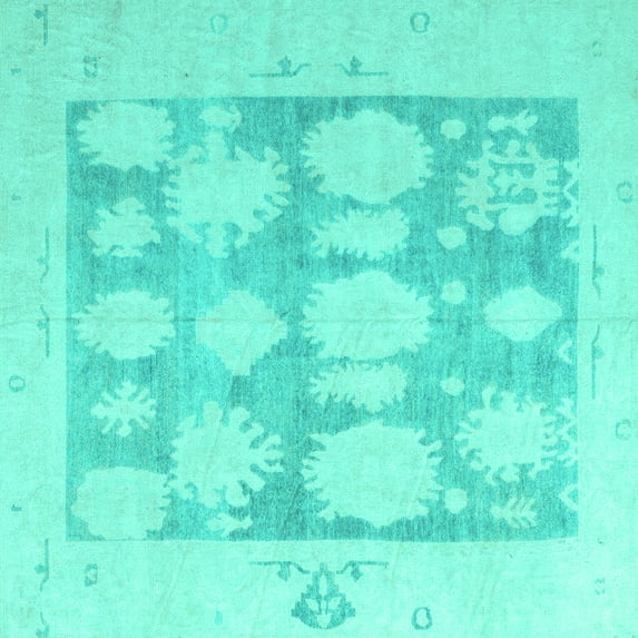Ahgly Company Indoor Square Oriental Turquoise Blue Traditional Area Rugs, 6' Square