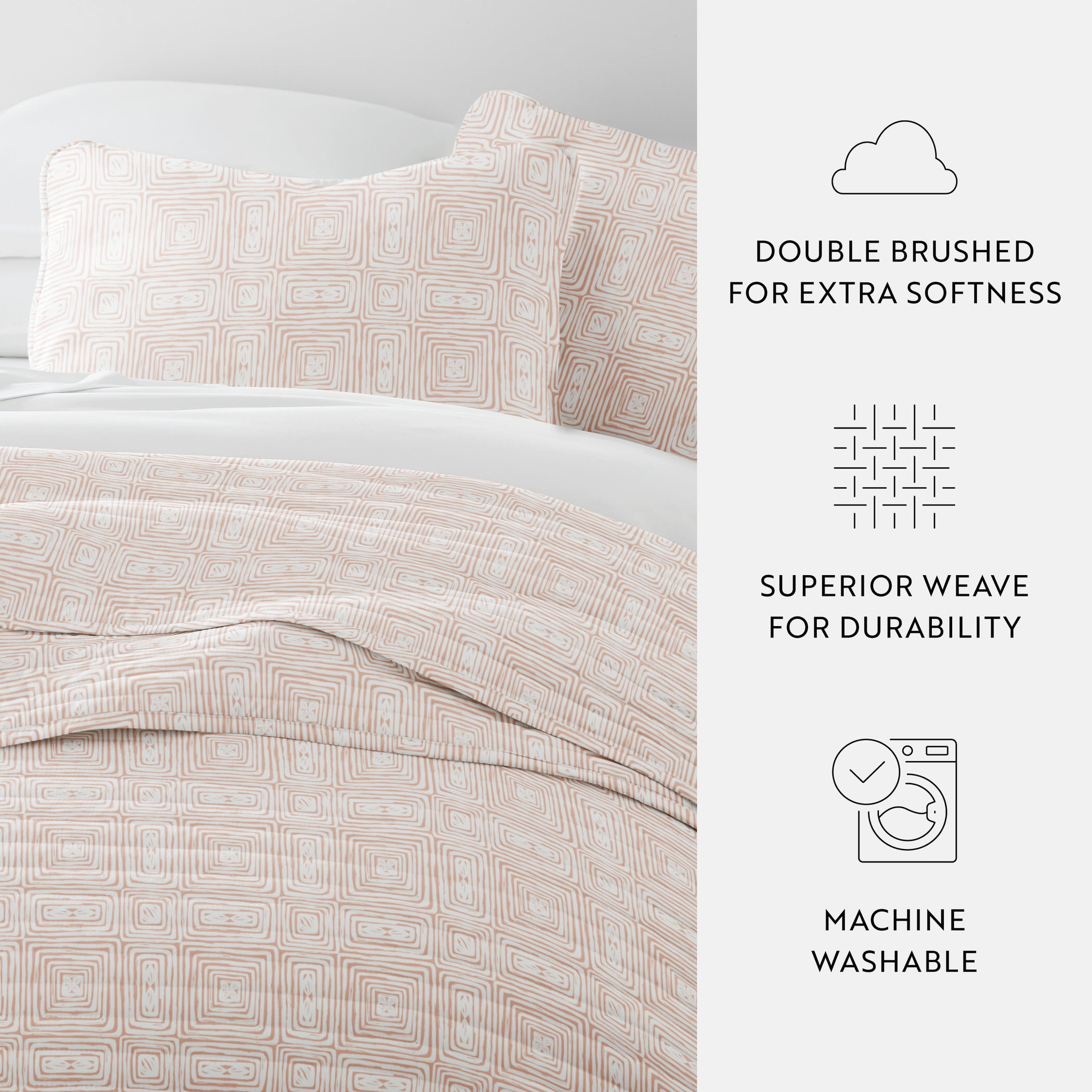 Noble Linens 3-Piece Apricot Geometric Maze Pattern Quilt Set, Twin