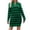 Green, variant on HAiming Women's Striped Sweater Dress Casual Loose Long Sleeve Trendy Zipper V Neck Knitted Pullover Mini Dresses