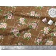 thumbnail image 3 of Soimoi Brown Modal Satin Fabric Leaves & Rose Floral Print Sewing Fabric Yard 42 Inch Wide, 3 of 3