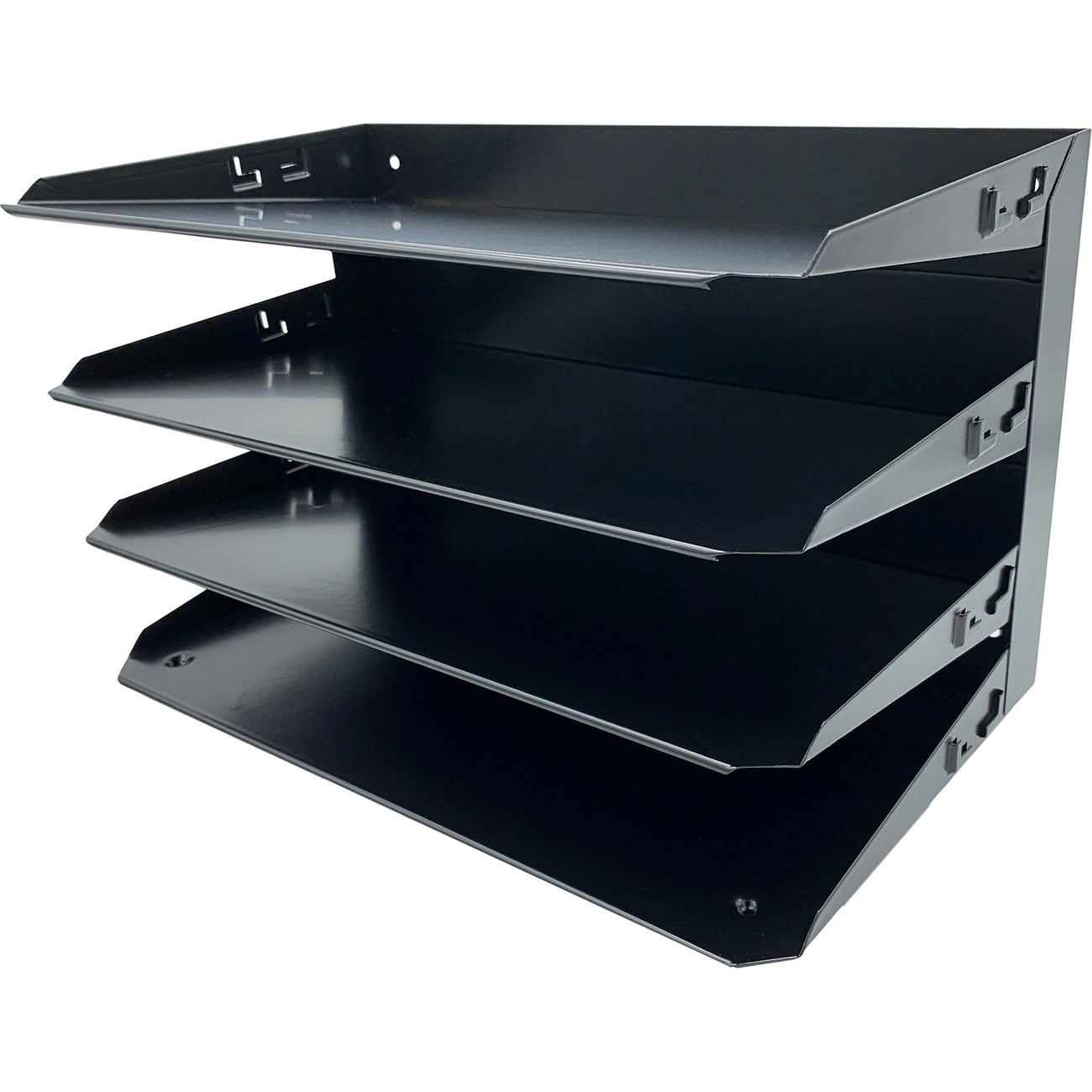 Huron Desktop Horizontal 4-Slot Legal File Organizer, Black Steel