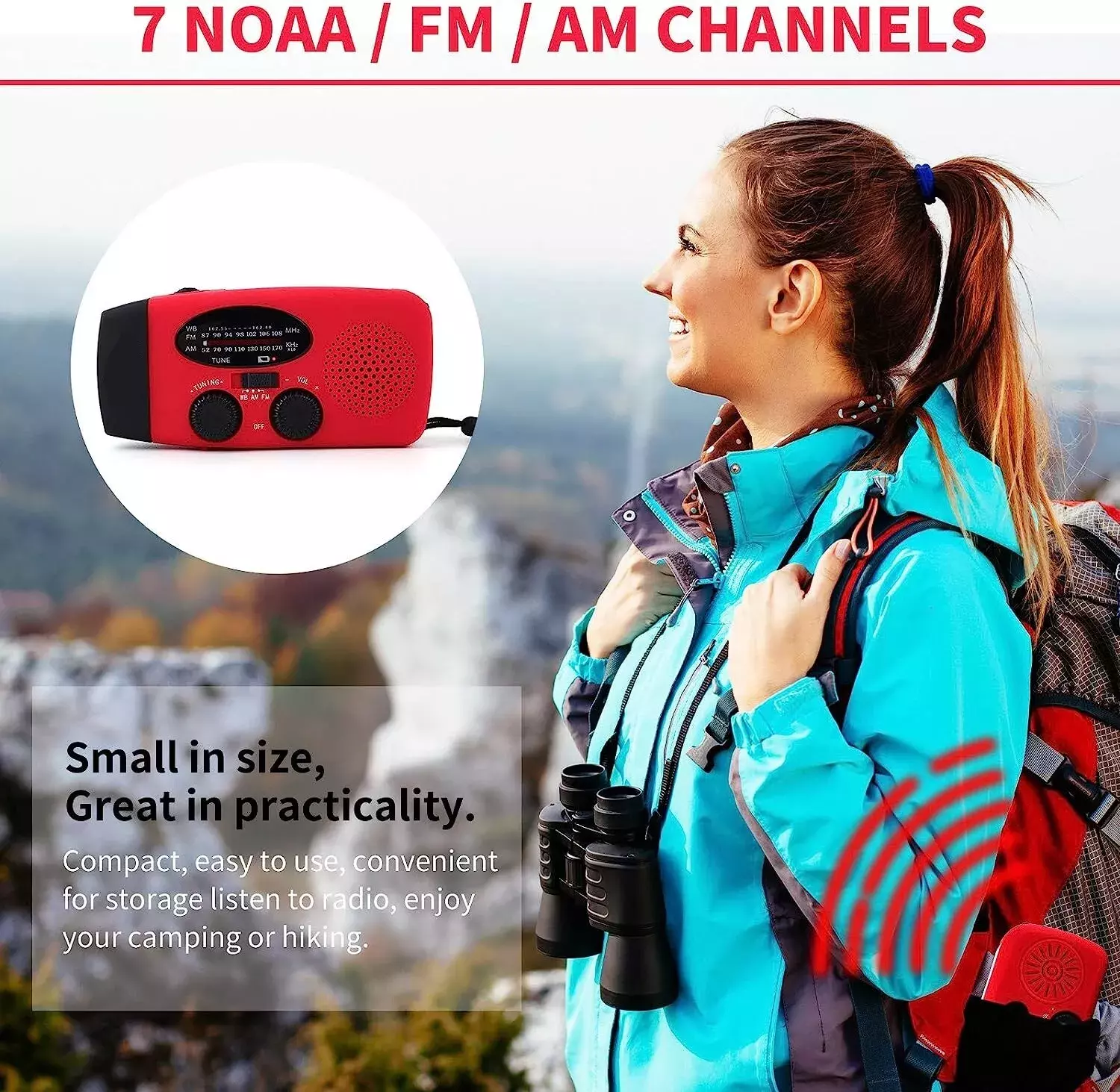 Emergency Radio Crank Solar Hand Weather 1000mAh Power Bank Charger Flash Light