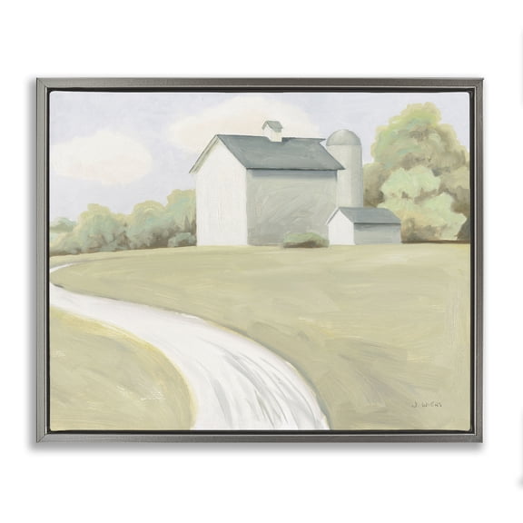 Stupell Industries Rustic Lodge Country Path to Barn Gray Floating Frame Canvas Art, 21 x 17, by James Wiens