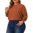 thumbnail image 4 of Agnes Orinda Women's Plus Size Chiffon Tops Batwing Ruffle Long Sleeve Casual Loose Shirts Blouses 4X Caramel, 4 of 6