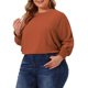 thumbnail image 4 of Blusas de chiffon de talla grande para mujer Agnes Orinda, con mangas largas de murciélago y volantes, camisetas sueltas y casuales 2X Caramelo, 4 of 6