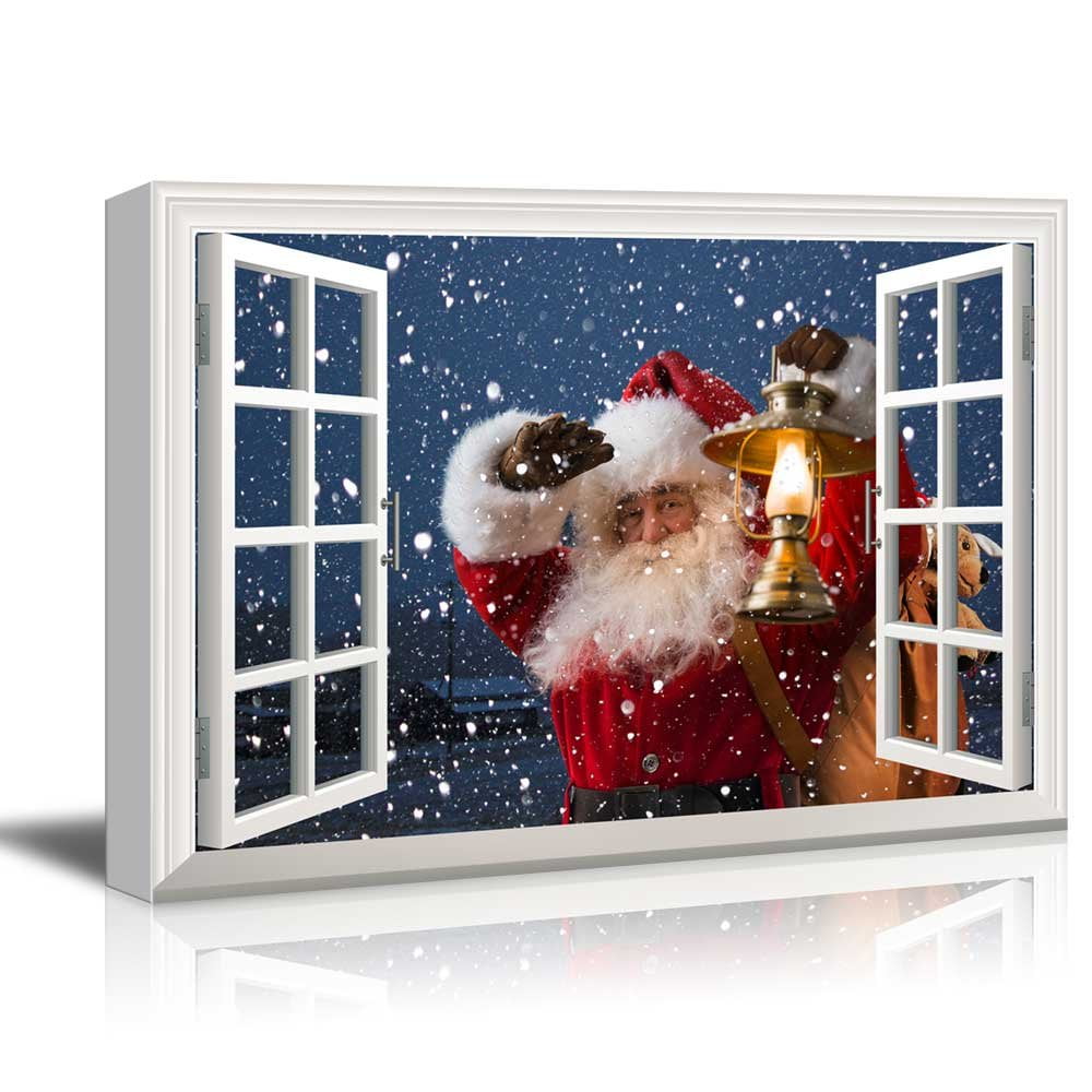 wall26 Canvas Print Wall Art Window Frame Style Wall Art Santa