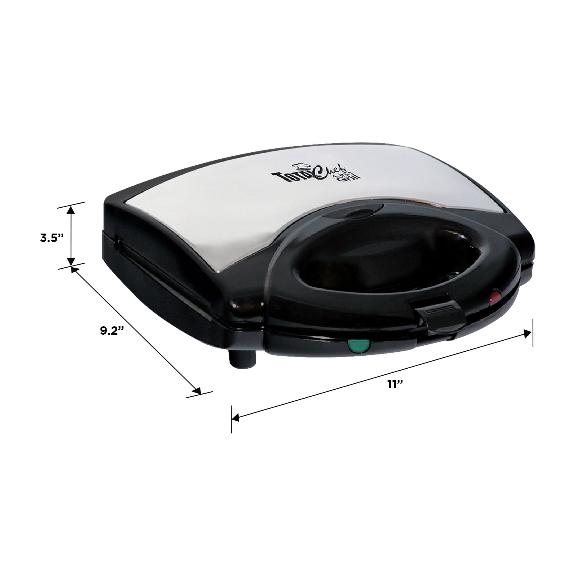 Total Chef 4-in-1 Grill Waffle Maker Sandwich Press Open, Electric Griddle, Black