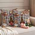 thumbnail image 2 of Thanksgiving Gnomes Outdoor Waterproof Pillow Covers, Fallen Maple Leaf Pumpkin Black Plaid Decorative Square Throw Pillowcase Sofa Cushion Sham for Patio/Couch/Chair, 18"x18" 2 Pack, 2 of 8