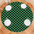 thumbnail image 2 of Green and Black Checkerboard Pattern Round Fitted Tablecloth with Elastic Edge,Dining Table Cover Waterproof,Outdoor Round Tablecloth for Camping,Dining,Indoor and Outdoor, 2 of 7