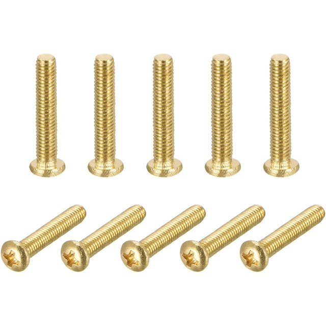 Paquete de 10 tornillos de máquina de latón, M3 x 16 mm, pernos de sujeción de cabeza Phillips para muebles, equipos de oficina, electrónica
