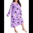 thumbnail image 1 of Camisón de Larga para Mujer, Estampado, Camiseta, Vestido de Dormir Púrpura 4XL, 1 of 9