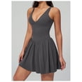 thumbnail image 4 of PISONIC Robe de Tennis à Col en V Profond avec Short Intégré et Soutien-Gorge Robe Athlétique pour Femmes Robe d'Entraînement de Golf d'Été avec Poches, 4 of 7