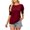 Wine, variant on WREESH Casual Women's Solid Round Neck T-Shirts Loose Short Sleeved with Button Detail Beige