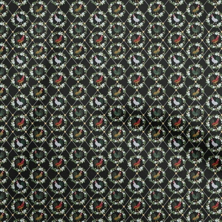 oneOone Cotton Cambric Black Fabric Birds Rooster Sewing Craft Projects Fabric Prints By Yard 42 Inch Wide