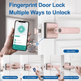 thumbnail image 4 of Foxgard Fingerprint Door Lock, Smart Door Knob with APP Control, 100 Fingerprints Biometric Door Lock with Tuya App, Pink, 4 of 6