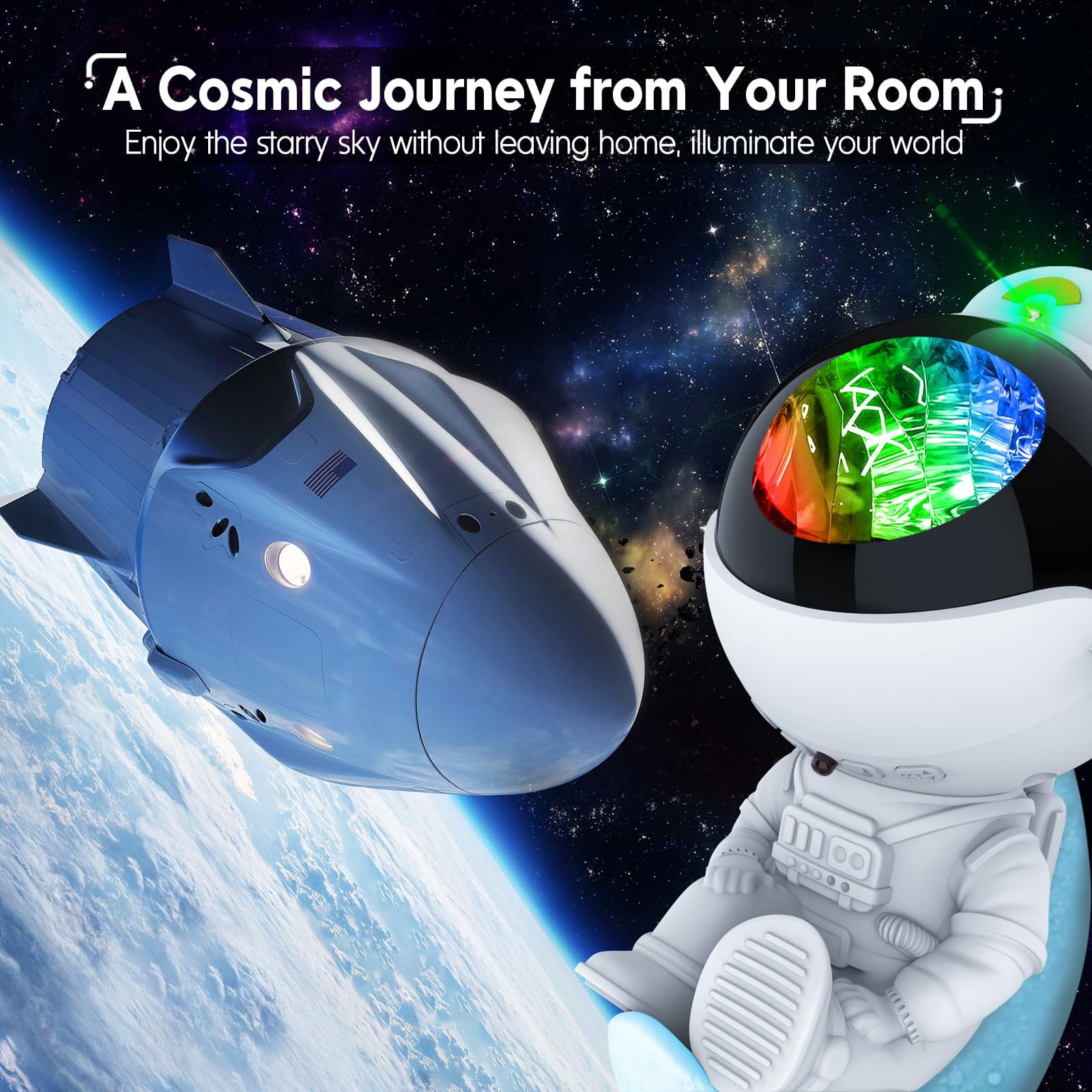 Aukfa Astronaut Galaxy Projector Night Light with Timer & Remote, Star Nebula Light for Kids and Adults Room, Party, Christmas & Birthday Gifts