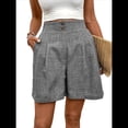 thumbnail image 2 of Pantalones Cortos de de Cintura Alta y Pierna con Bolsillos para Mujer, de Verano Gris Oscuro M, 2 of 7