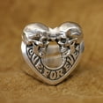 thumbnail image 3 of 925 Sterling Silver Love Forever Skulls Heart Ring TA443 Large Model US Size 14, 3 of 16