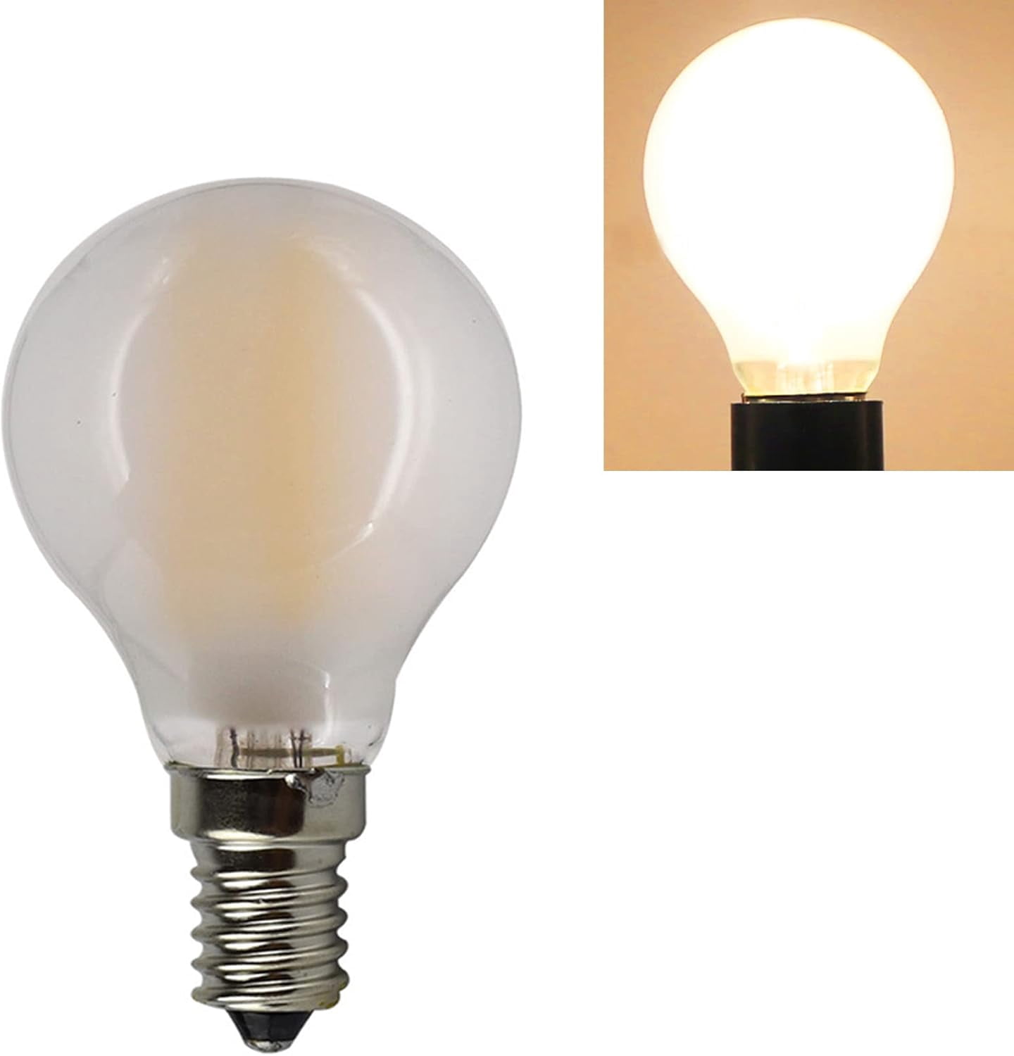 FEFEFW-Dimmable E14 6W G45 LED Globe Light Bulb Edison Frosted Glass Light Bulbs 60 Watt Equivalent Warm White 2700K E14 European Base 900 Lumen Round Vintage Light Bulb,4 Pack
