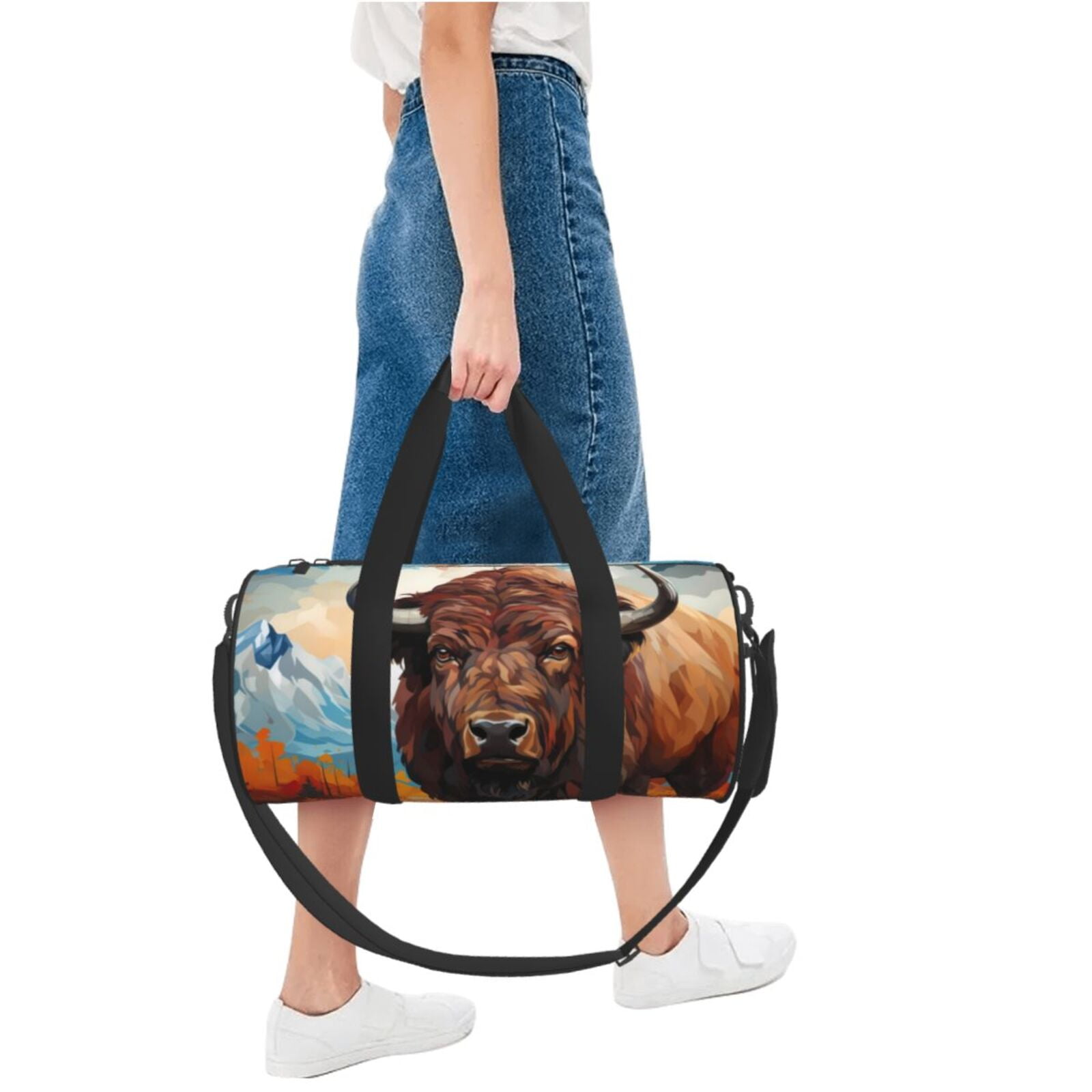 Vsdgher Oil Painting Style Iceberg Yak 45L Foldable Duffel Bag, Sports Gym Bag,Overnight Bag, Portable Weekender Bag for Airplanes