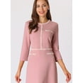 thumbnail image 4 of DARING DIVA A-Line Contrast Color Tweed Trim Dress XL Pink, 4 of 6