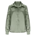 thumbnail image 5 of Admvng Women's Satin Work Shirt Long Sleeve Button Down Blouse for Office Formal Wear, 5 of 6