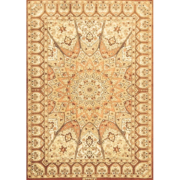 Ahgly Company Indoor Rectangle Medallion Brown Traditional Area Rugs, 5' x 7'