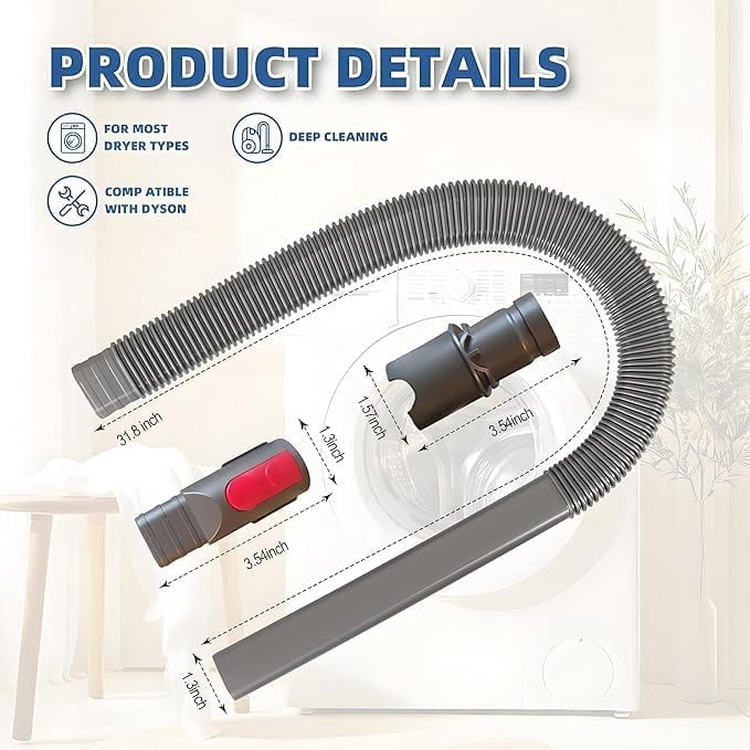 for Dy*son Gen5/V15/V12/V8/V11/V10/V7 Dryer Vent Cleaning Kit with Extended Hose, Crevice Tool & Brush Attachments for Lint Removal, Flexible Reach, Cordless Vacuum Accessory